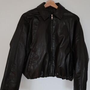 Zara leather cropped jacket faux
